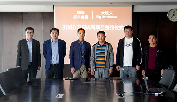 逐梦国际与临沂农丰食品有限公司签订年出栏3000万只肉鸭笼养项目！